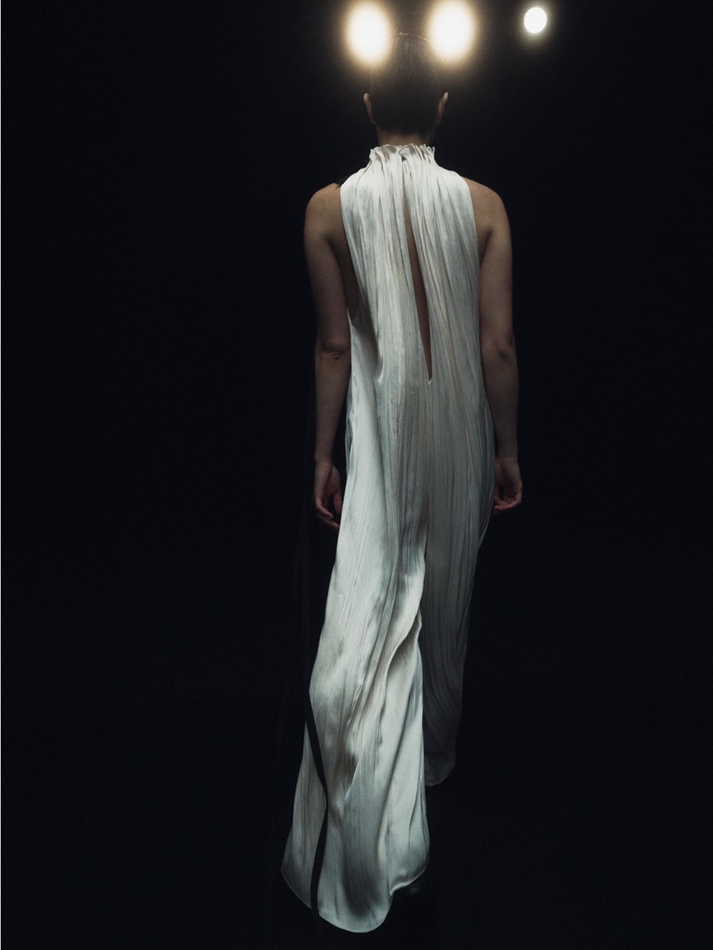 Zara Bestseller Satin Ribbon Jumpsuit Wide Leg Halter Wrinkl Fabrc Detail White - Picture 5 of 16